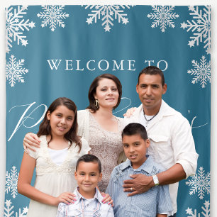 Welcome Blue Winter Snowflake Quinceanera Tapestry