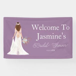 Welcome Boho Brunette Hair Bride Banner