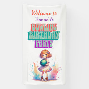 Welcome Bowling Party Girl's Anime Birthday Banner