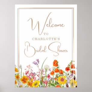 Welcome Bridal Shower Colourful Wildflower Country Poster