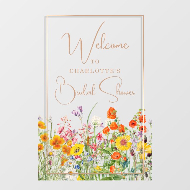 Welcome Bridal Shower Colourful Wildflower Country Window Cling (Sheet)