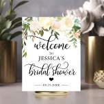 Welcome Bridal Shower Floral Pink WELCOME SIGN<br><div class="desc">Simply elegant WELCOME BRIDAL SHOWER design on white background and black script topography letters with small heart. Watercolor floral oink cream ivory bouquet with greenery. Perfect for any theme,  style,  or time of year.</div>