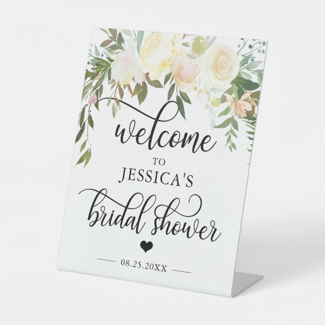 Welcome Bridal Shower Floral Pink WELCOME SIGN (Front)