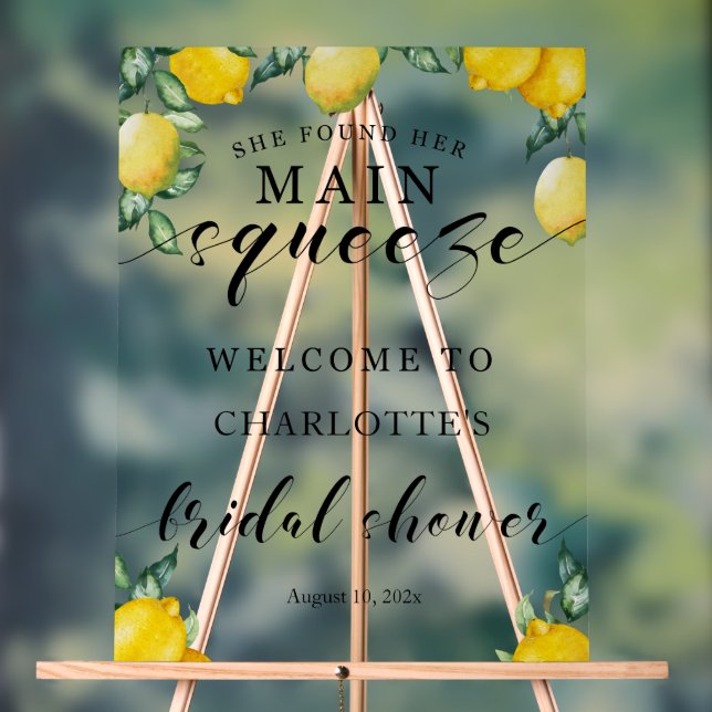 Welcome Bridal Shower Main squeeze Acrylic Sign (Neutral)