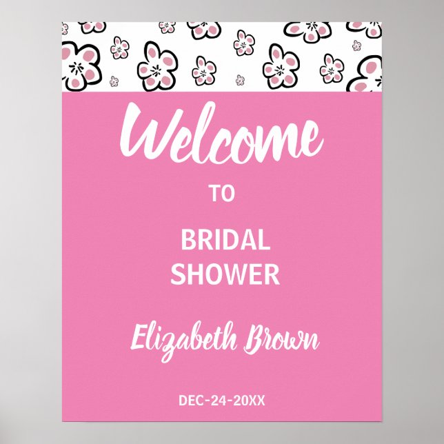 Welcome Bridal Shower Sign Pink Love (Front)