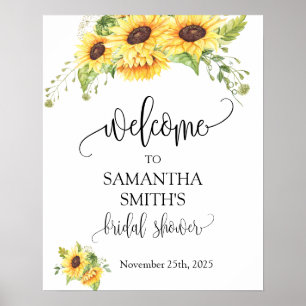 Welcome bridal shower sunflower floral wedding poster