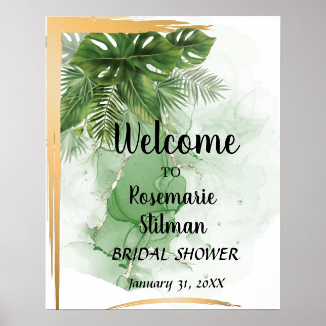 Welcome Bridal Shower Tropical Palm Sign (Front)