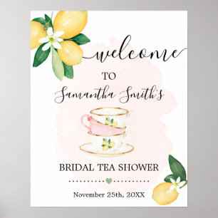 Welcome Bridal Tea Shower Lemons Pink Sign
