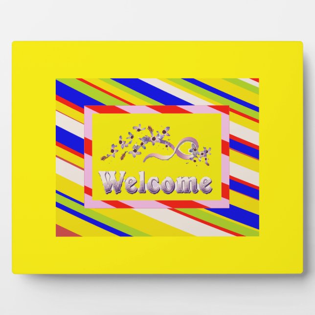 WELCOME BRIGHT COLORED SILVER LETTERING PLAQUE (Front)