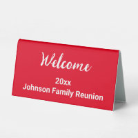 Welcome Bright Red and White Name Family Reunion