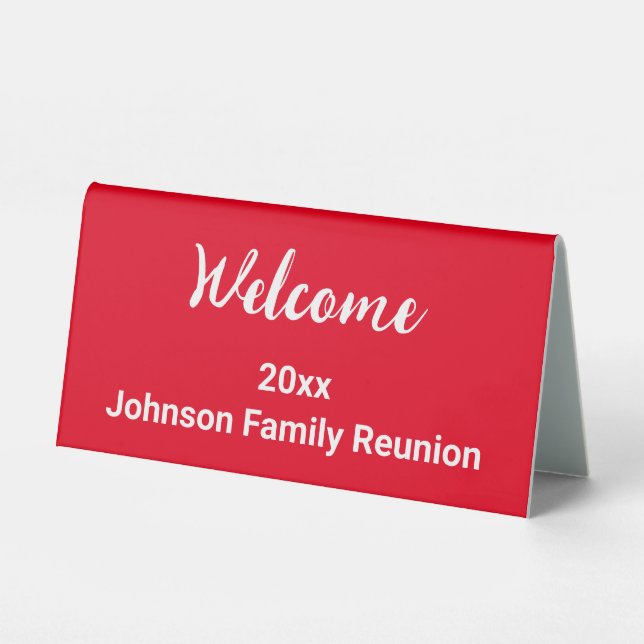 Welcome Bright Red and White Name Family Reunion (Front)