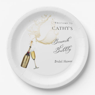 Welcome Brunch and Bubbly Bridal Shower 9" Round  Paper Plate