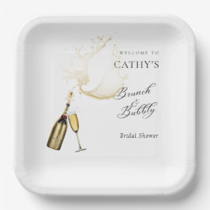 Welcome Brunch and Bubbly Bridal Shower 9" Square Paper Plate