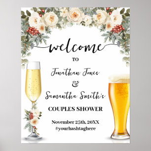 Welcome Bubbles & Brews Winter Couples Shower Poster