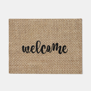 Welcome Burlap Doormat