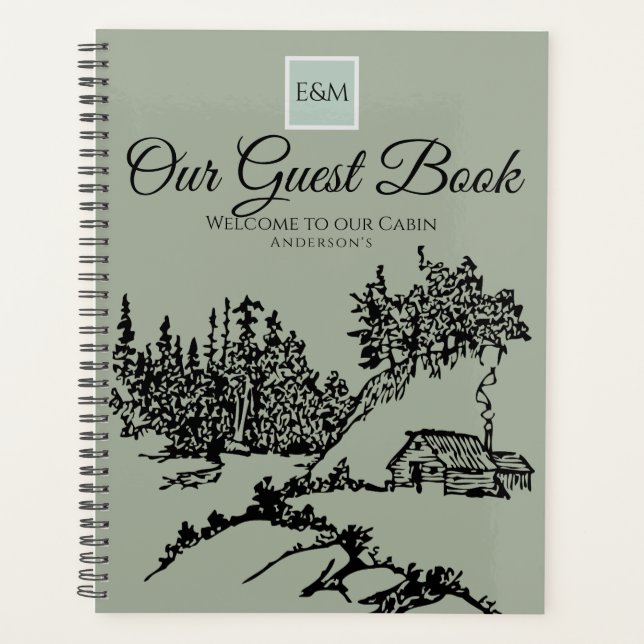 Welcome Cabin In Woods Guestbook Monogram Planner (Front)