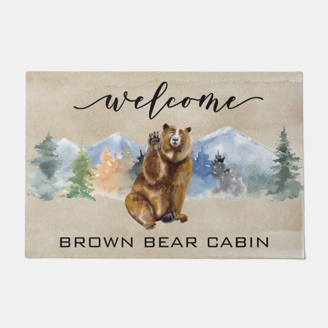 Welcome Cabin Lodge Bear Mountain home Doormat (Front)