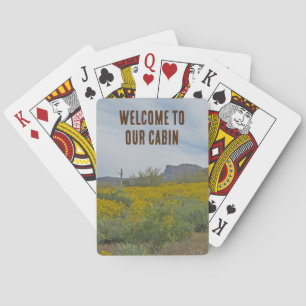 Welcome Cabin Rustic Southwest Flowers House Guest Playing Cards