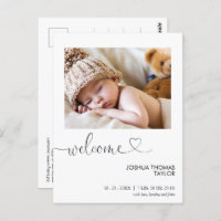 Welcome Calligraphy Heart Birth Announcement