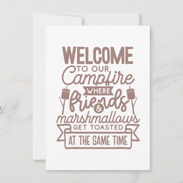 Welcome Campfire Friends Marshmallows Camping  Announcement (Front)