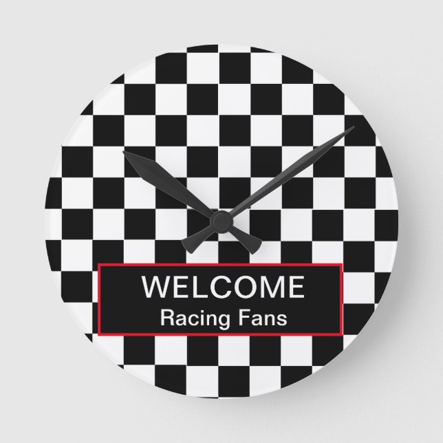 Welcome Car Racing Fans   Round Clock (Front)