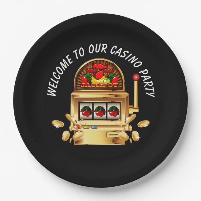 Welcome Casino gambling party paper plate (Front)