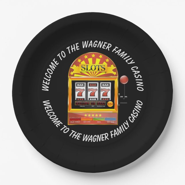Welcome Casino party gambling Paper Plate (Front)