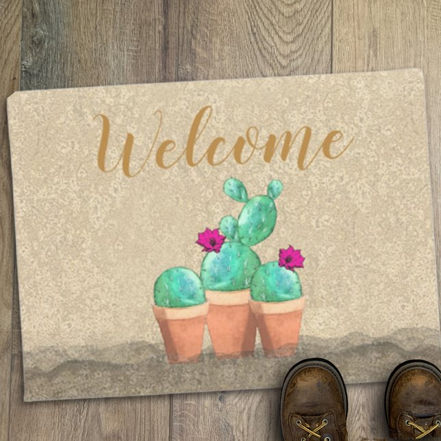 WELCOME Casita Watercolor Southwest Flower Cactus Doormat (Creator Uploaded)