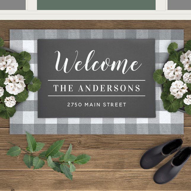 Welcome Charcoal Grey Personalised Family Name Doormat (Creator Uploaded)