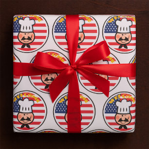 Welcome Chef With American Flag Wrapping Paper