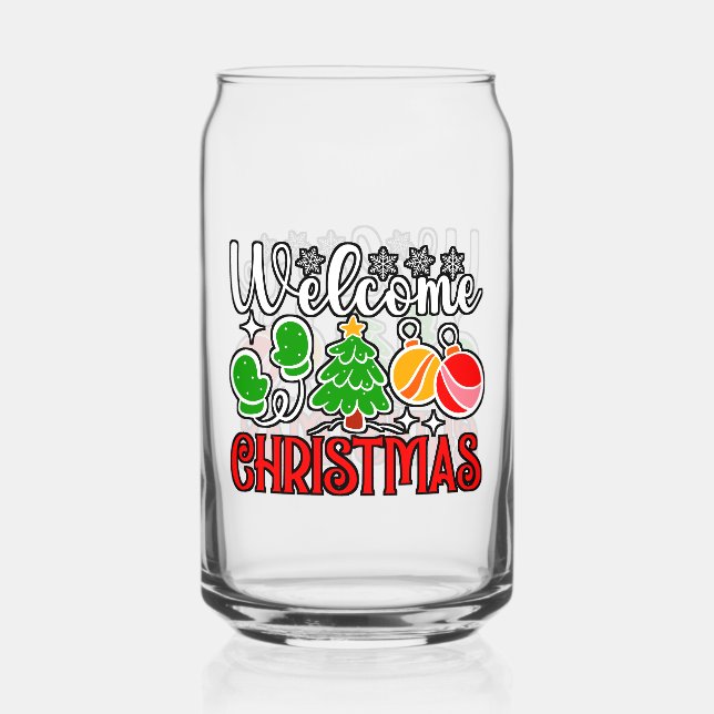 Welcome Christmas-23758  Can Glass (Front)
