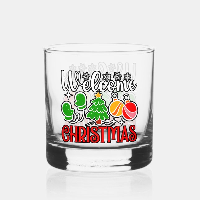 Welcome Christmas-23758  Whiskey Glass (Front)