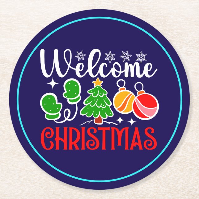 Welcome Christmas-63758 Round Paper Coaster (Front)