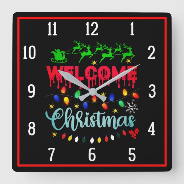 Welcome Christmas-81124 Square Wall Clock (Front)
