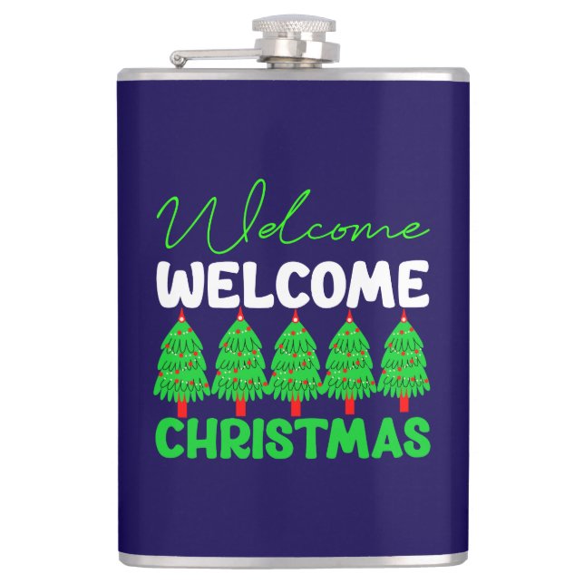 Welcome Christmas-85600 Hip Flask (Front)