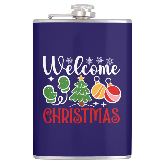 Welcome Christmas Hip Flask (Front)