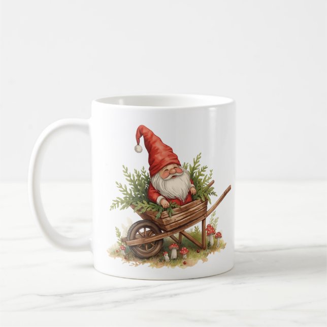 Welcome Christmas  Merry Christmas Trees & Gnome  Coffee Mug (Left)
