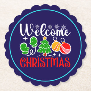 Welcome Christmas Paper Coaster