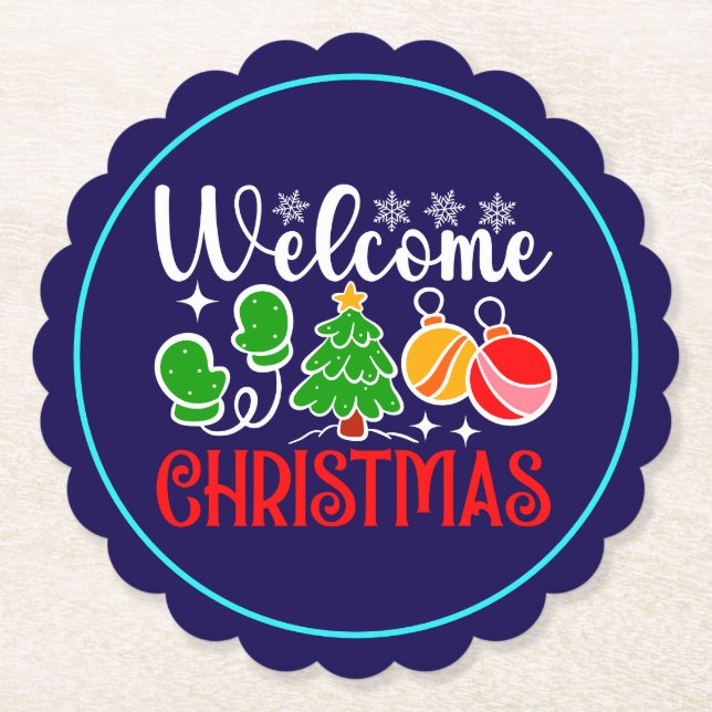 Welcome Christmas Paper Coaster (Front)