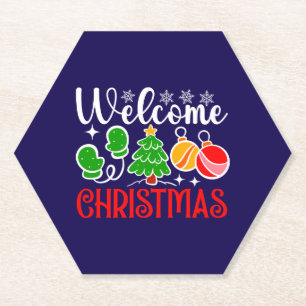Welcome Christmas Paper Coaster