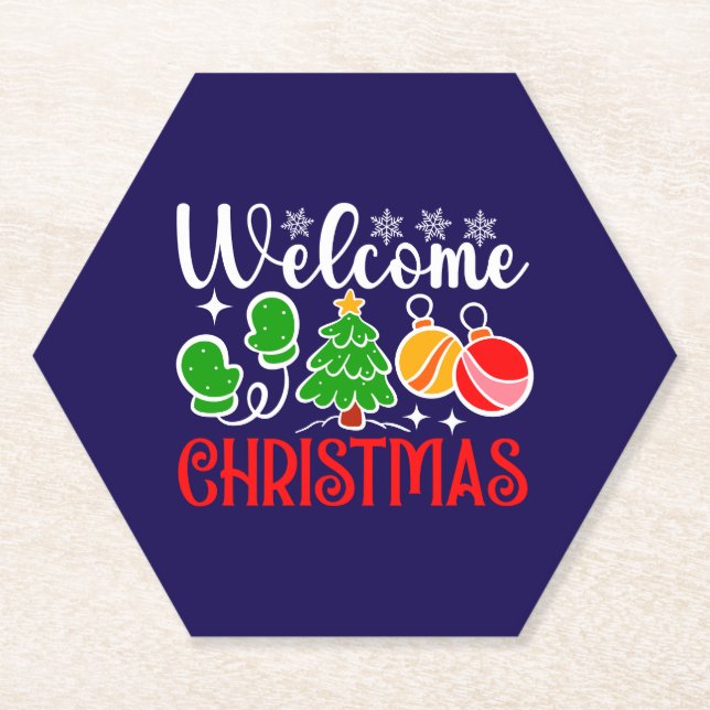 Welcome Christmas Paper Coaster (Front)