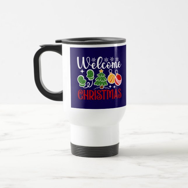 Welcome Christmas Travel Mug (Left)