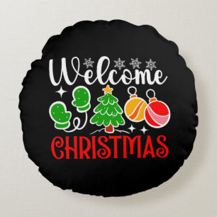 Welcome Christmas Tree And Ornaments-23758 Round Cushion