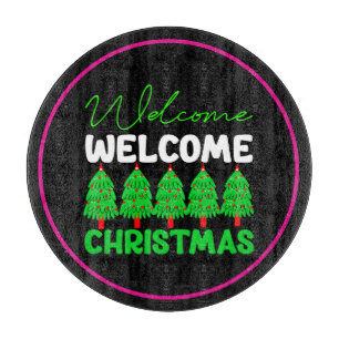 Welcome Christmas Tree Holiday Design-85600 Cutting Board