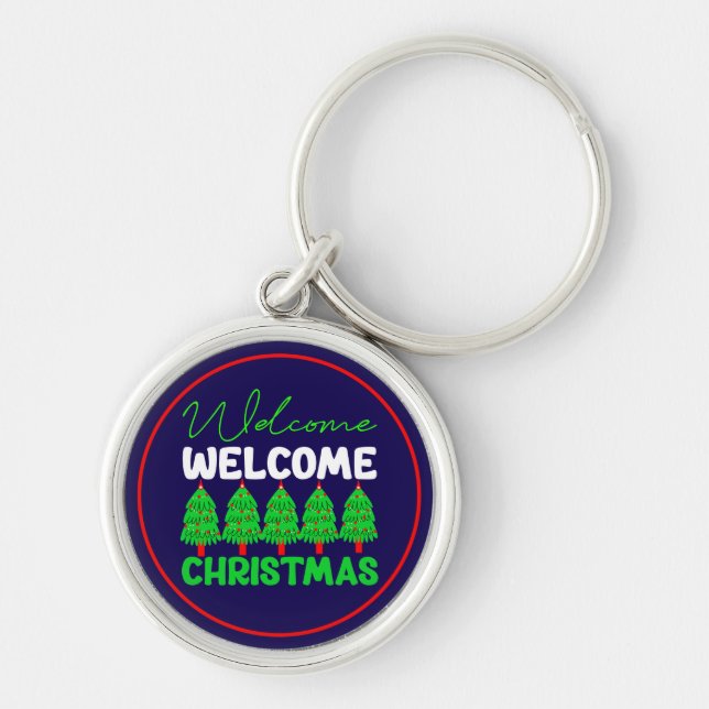 Welcome Christmas Tree Holiday Design-85600 Key Ring (Front)