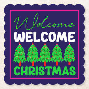 Welcome Christmas Tree Holiday Design-85600 Paper Coaster