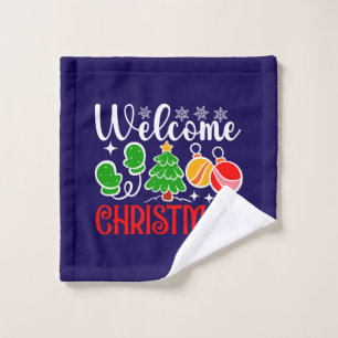 Welcome Christmas Wash Cloth