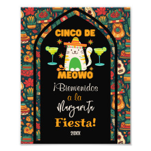 Welcome Cinco De Mayo- Cute Cat Margarita Fiesta Photo Print