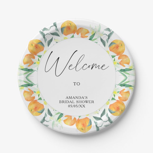 Welcome - Citrus - Bridal shower Paper Plate (Front)