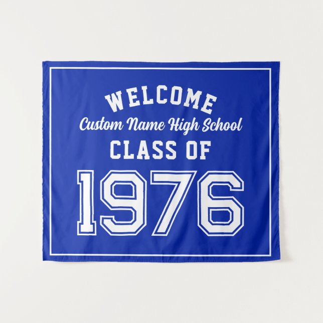 Welcome Class of 1976, Blue Reunion Party Decor Tapestry (Front (Horizontal))